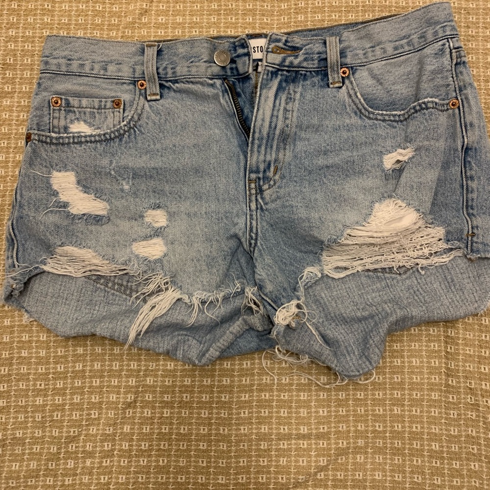 Pistola Light Blue Distressed Jean Shorts